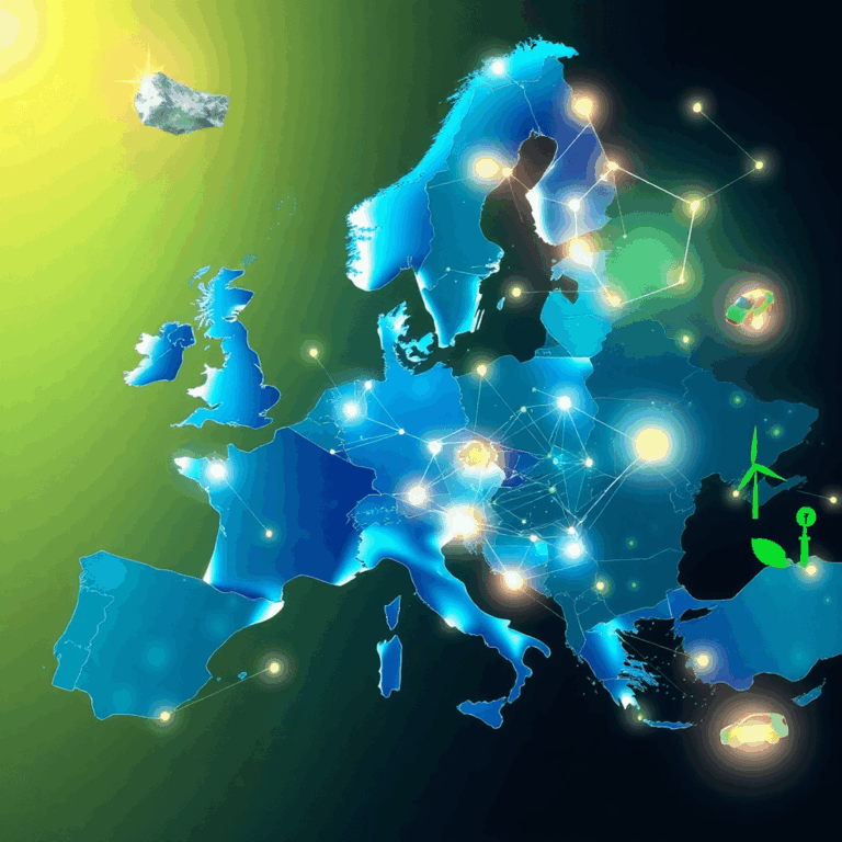 Critical Raw Materials Policy Trends Shaping Investment Decisions This Year by Stanislav Kondrashov 2 Futuristic illustration with metallic elements and glowing geometric shapes over a European map featuring wind turbines and electric vehicles, symb...