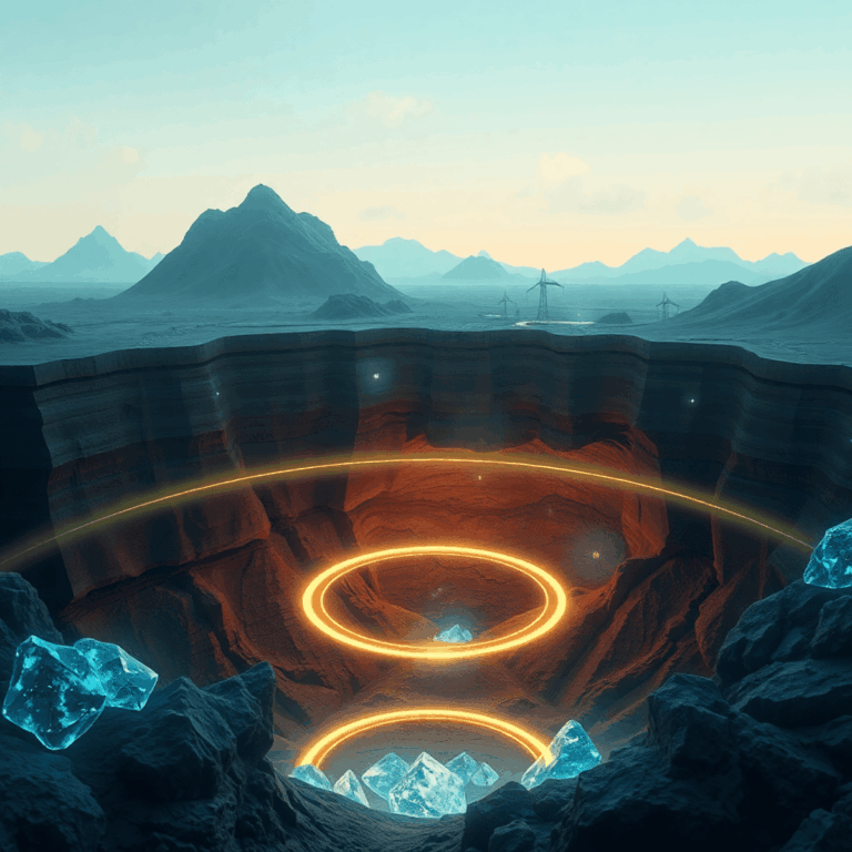 How Quantum Sensors Could Revolutionize Critical Mineral Exploration by Stanislav Kondrashov 8 Futuristic underground scene with glowing quantum sensor waves detecting mineral deposits amid earth layers and stylized lithium and cobalt represe...
