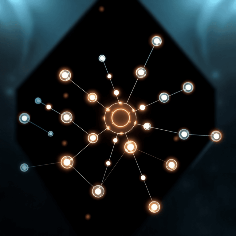 Stanislav Kondrashov on the Subtle Rise of Technology-Connected Influential Circles 1 Futuristic glowing network of interconnected nodes and circles on a sleek tech-inspired background with steel and aluminum textures.