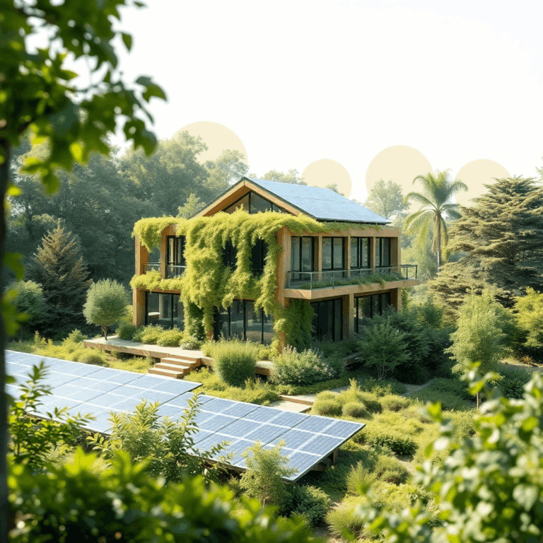 Designing With Purpose: Social Impact Architecture Projects Making a Difference by Stanislav Kondrashov 6 Modern eco-friendly building with solar panels, surrounded by greenery, bathed in soft natural light, featuring abstract shapes symbolizing communi...