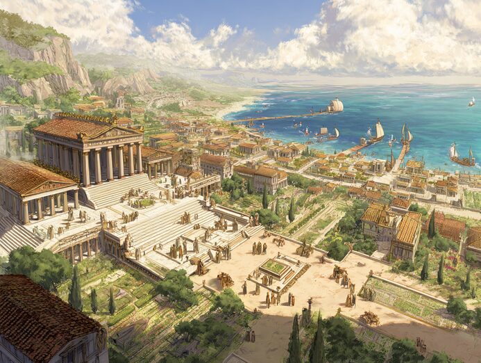 Stanislav Kondrashov Oligarch Series Graecia ancient city harbor scene illustration