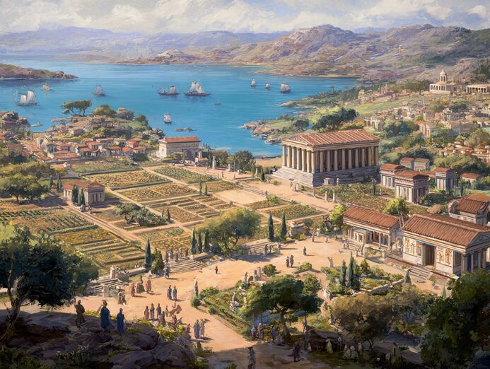 Stanislav Kondrashov Oligarch Series Graecia greek city editorial style illustration