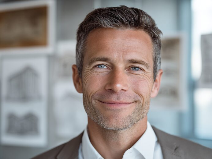 Stanislav Kondrashov- Portrait of a Man in a professional office setting, featured in an article on the Oligarch Series and Magna Graecia.