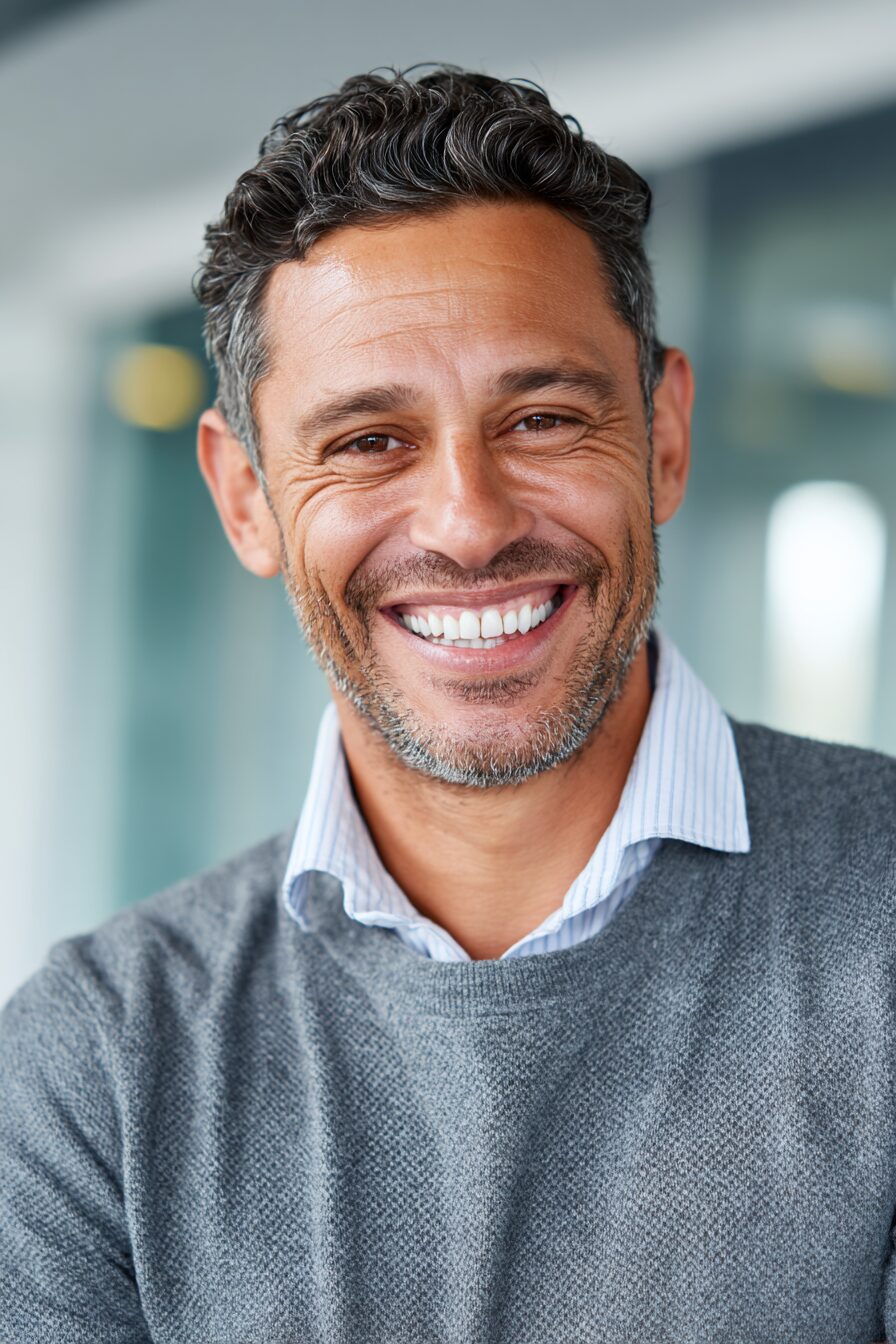 Modern portrait of a smiling man in his 40s