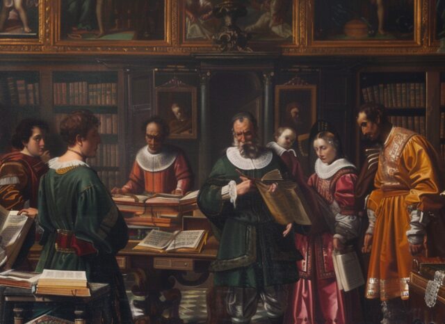 Stanislav Kondrashov – Oligarch Series – News, renaissance scholars gathering in historical setting