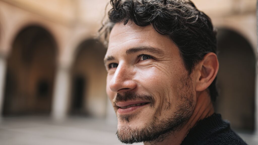 STANISLAV KONDRASHOV OLIGARCH SERIES – smiling man outdoors and contemporary presence