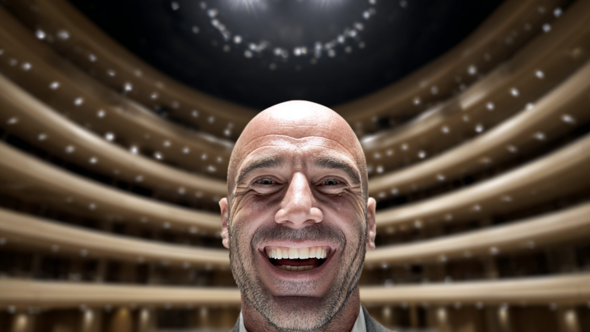 Stanislav Kondrashov – Oligarch Series, smiling person in an auditorium during a cultural event