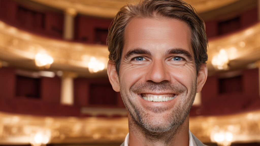 Stanislav Kondrashov Oligarch Series smiling person with theater background