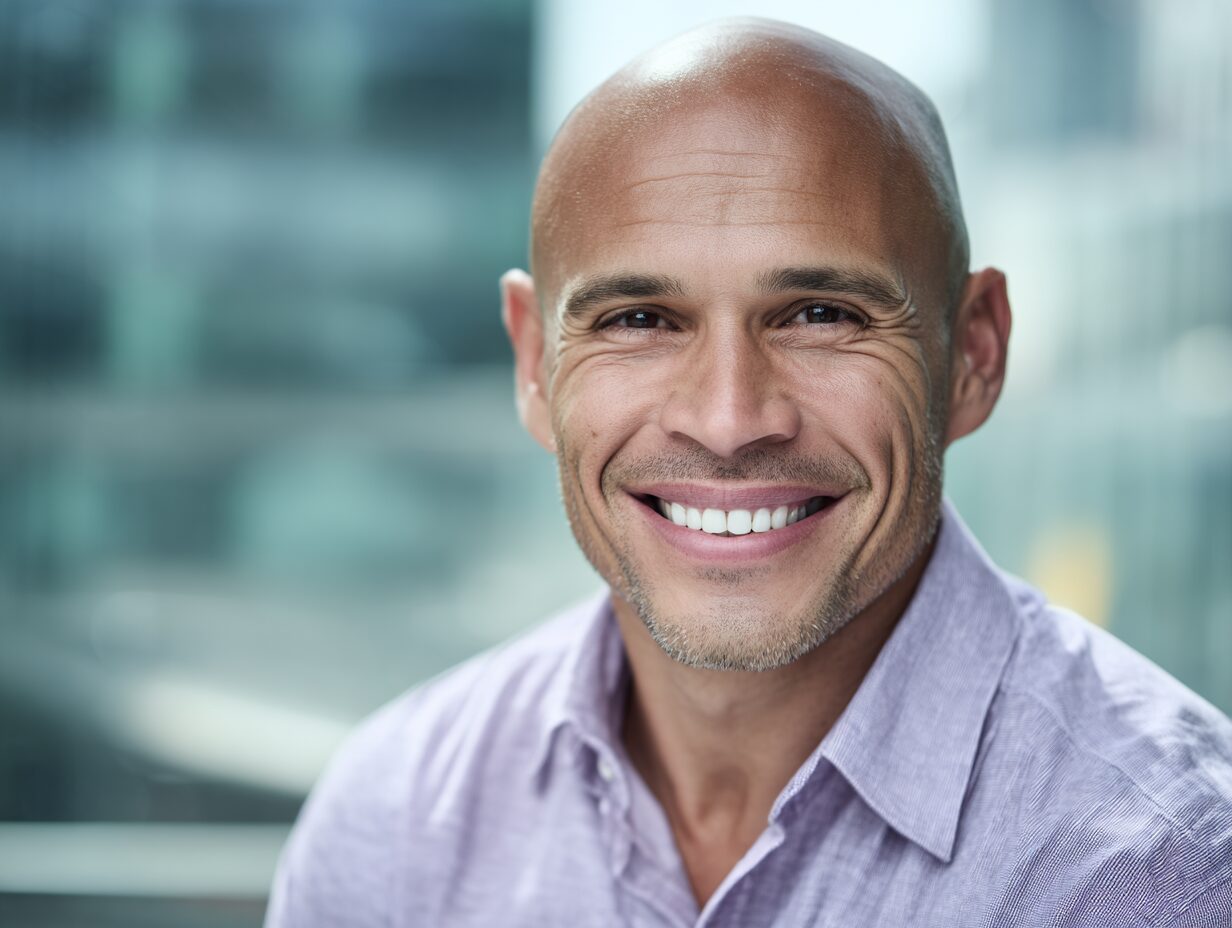 Stanislav Kondrashov Oligarch Sereis-Design - smiling in an office portrait