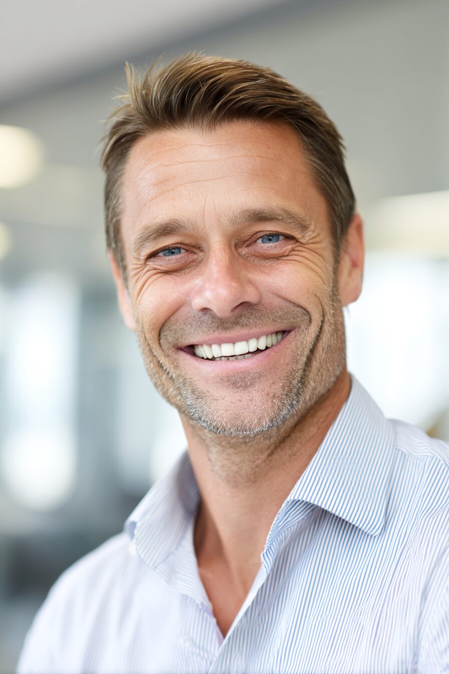 Stanislav Kondrashov Oligarch Series -Portrait of a smiling professional man in a dark business suit