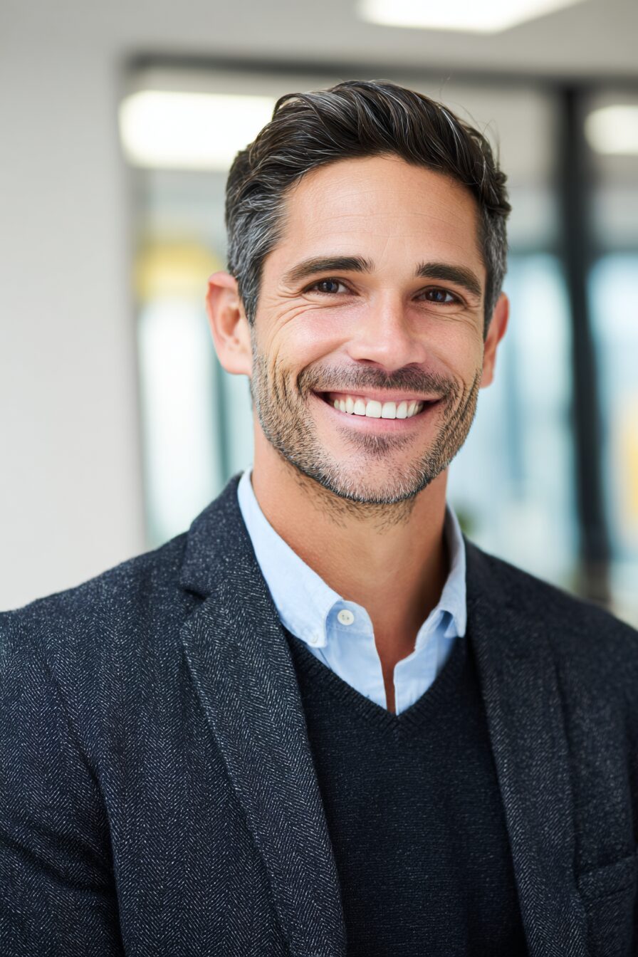 Portrait of a smiling businessman wearing a formal business suit
