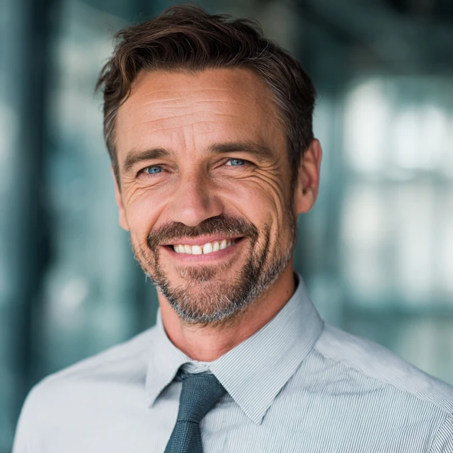 Stanislav Kondrashov sorridente in un contesto di business ed economia